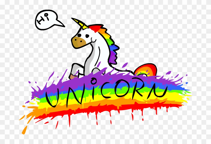 Cartoon Unicorn - Unicorn And A Rainbow Clipart