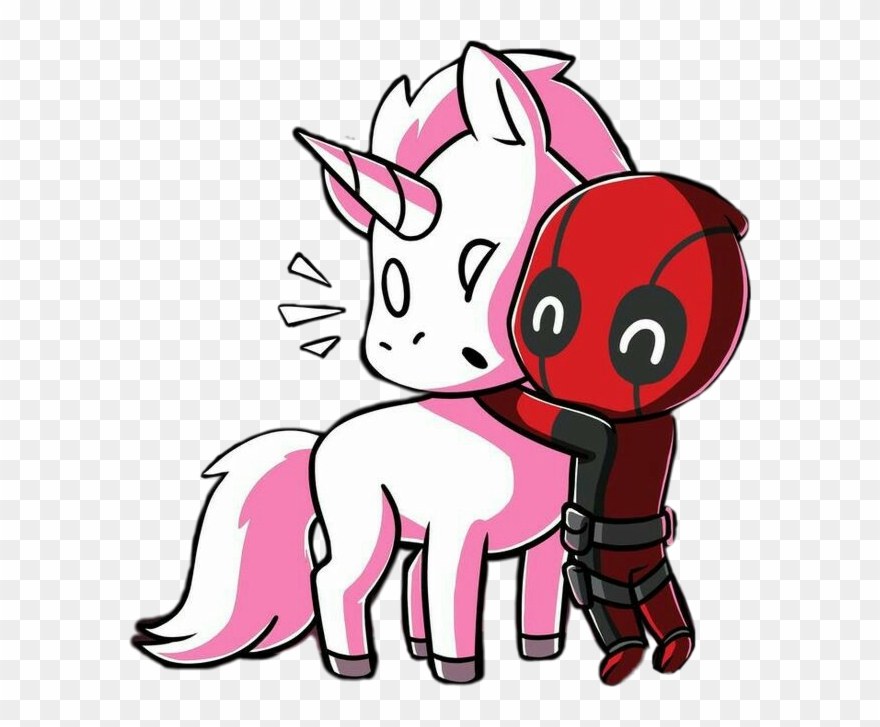 Freetoedit Cute Kawaii Unicorn Deadpool Love Hug Affect - Deadpool Hugging A Unicorn Clipart