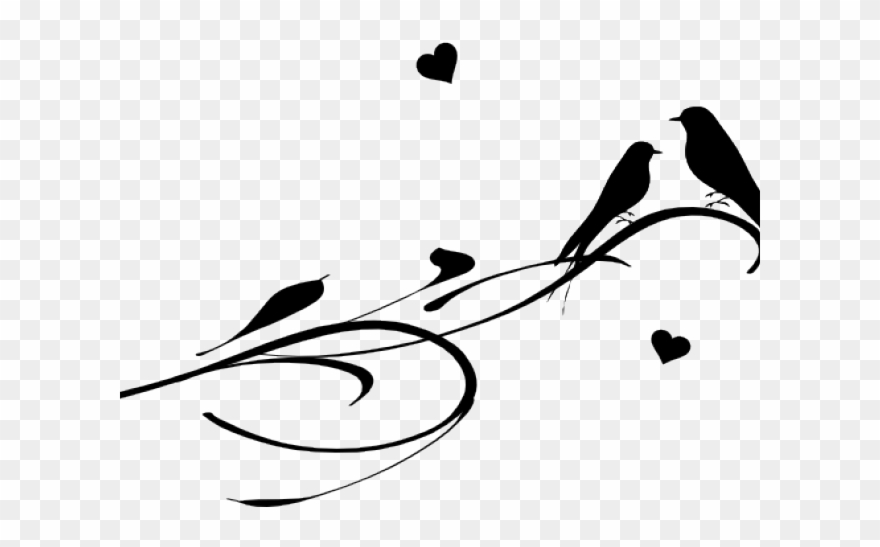 Love Birds Clipart Branch Tattoo - Love Birds Silhouette Png Transparent Png