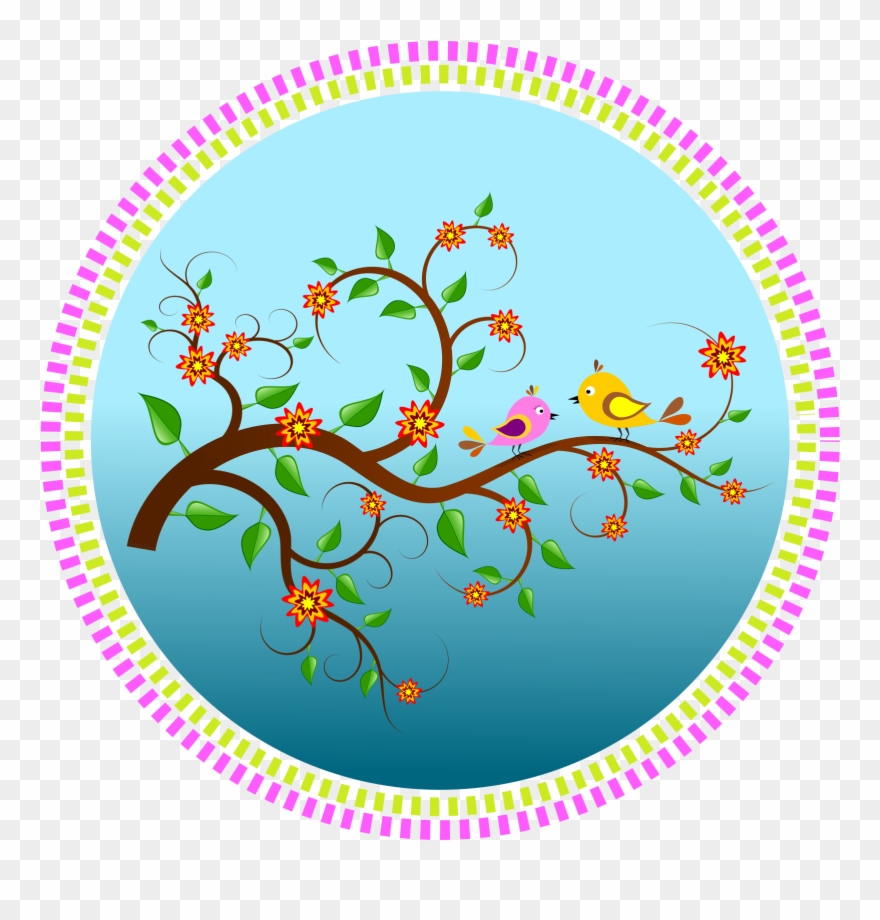 Big Image - Flowers And Birds Clip Art - Png Download