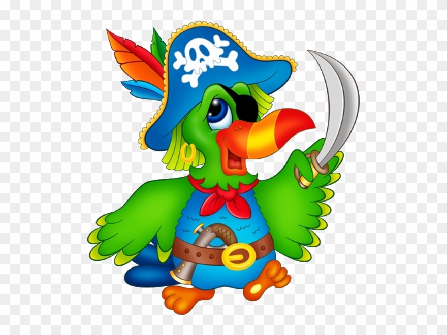 Funny Cartoon Bird Clip Art Images - Cartoon Pirate Parrot - Png Download