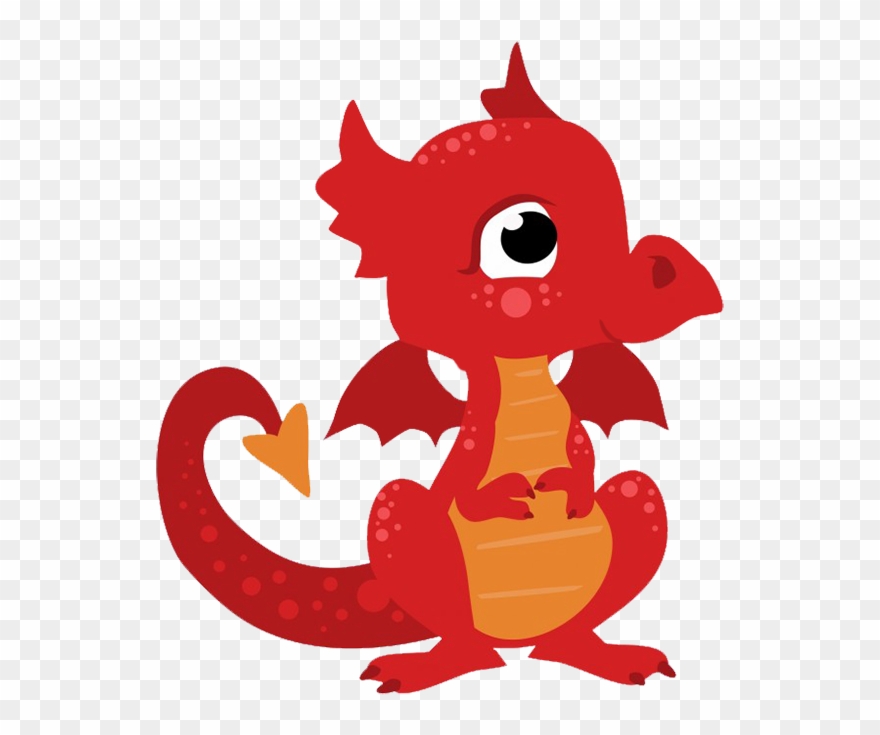 Cute Baby Dragon, Baby Dragon - Red Dragon Cartoon Png Clipart