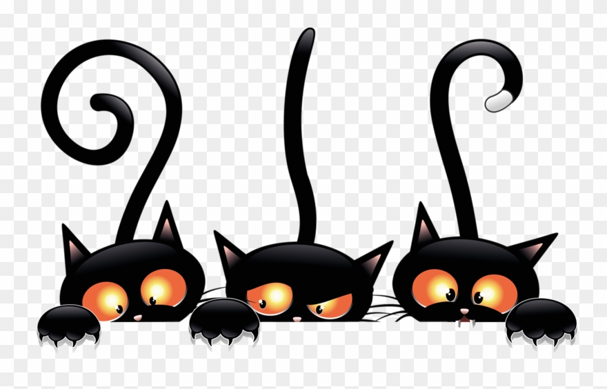 Bristling Black Cats - Clip Art Halloween - Png Download