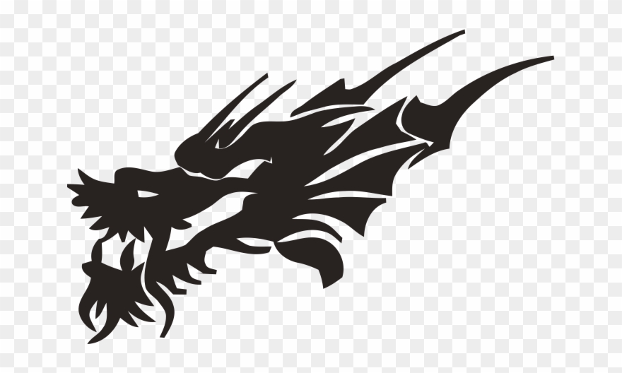 Lion Tattoo Clipart Black Dragon Face - Chinese Tribal Dragon Head - Png Download