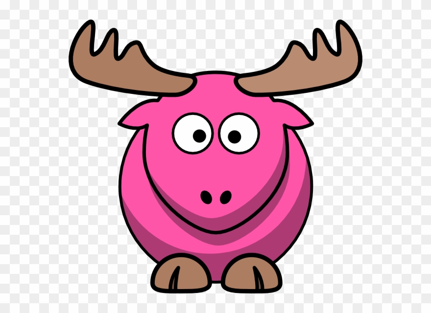 Moose Clipart Pink - Moose Cartoon Clipart - Png Download