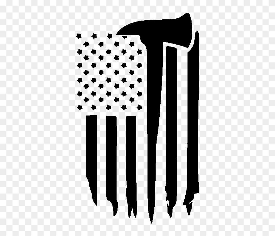 Firefighter Clipart Flag - Firefighter Flag Black And White - Png Download