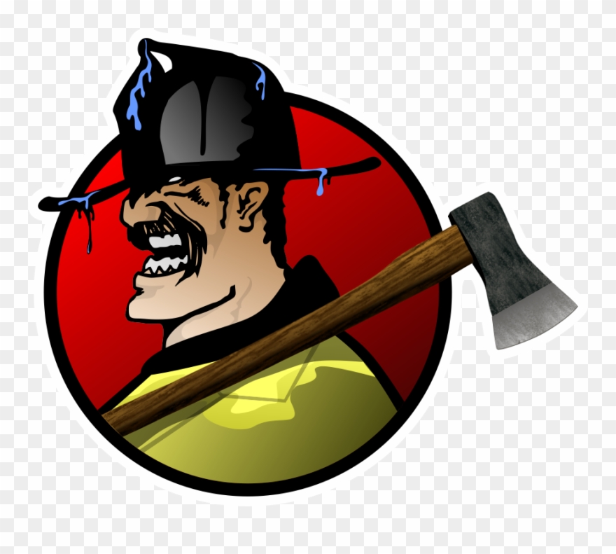 Png Black And White Stock Gruff Ax Sticker Firefighter - Firefighter Clipart