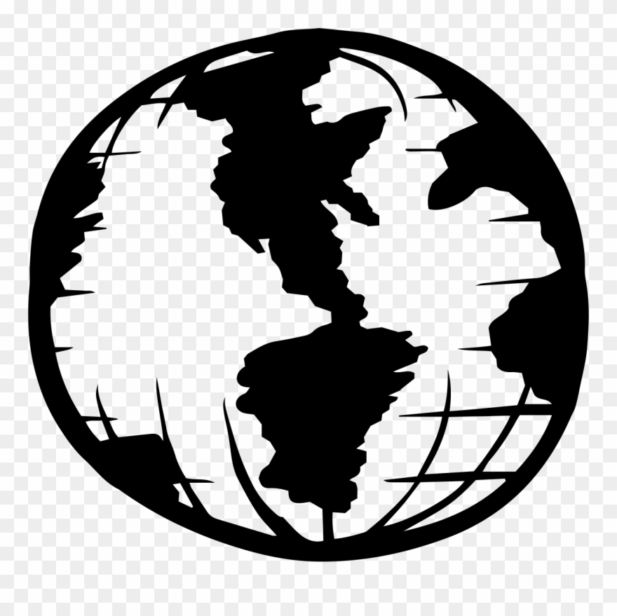Black And White Globe Png - Earth Black And White Free Clipart