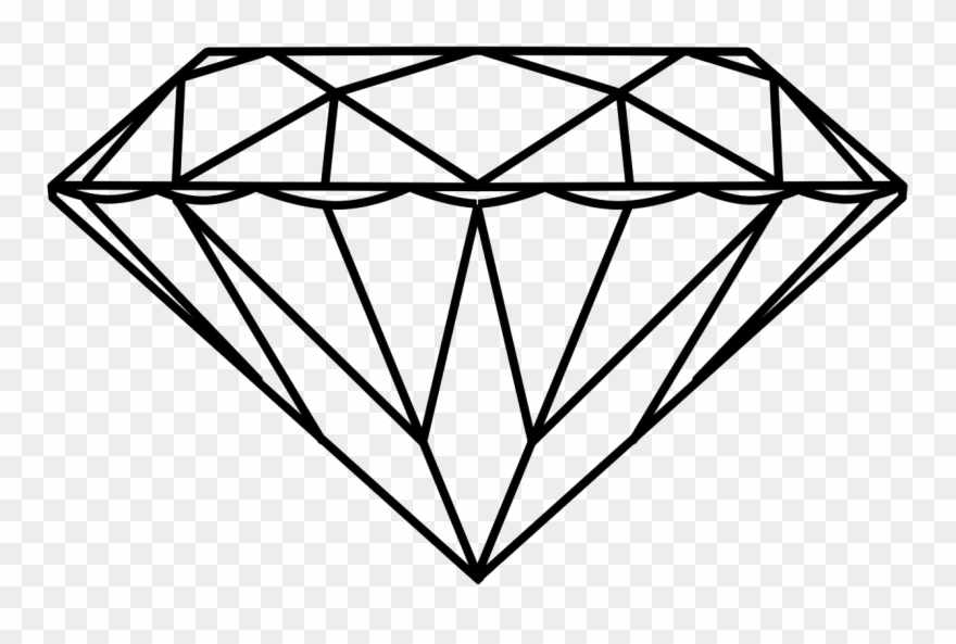 Dimond Drawing Stone - Diamond Outline Png Clipart