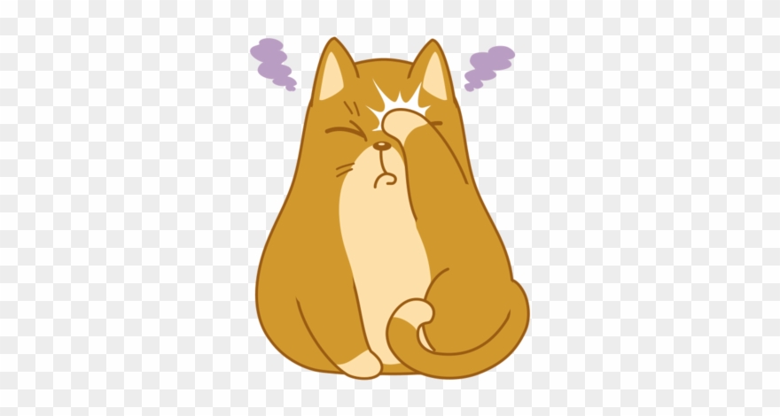 #cat #fatcat #sticker #stickers #facepalm #ugh #sigh - Cat Yawns Clipart