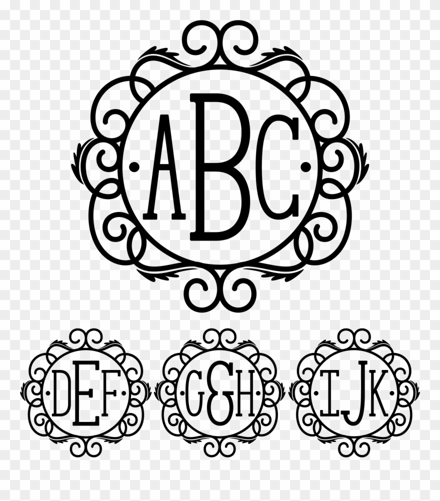 Monogram Serif Wire Frame Font - Circle Monogram With Dots Clipart