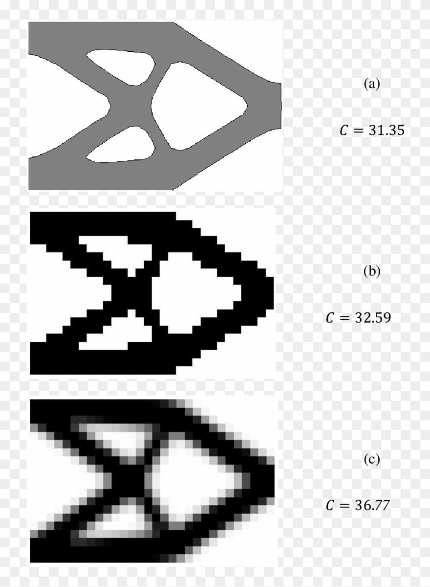 Final Topologies And Structural Compliance Of The Cantilever - Topology Optimization Adaptive Mesh Clipart