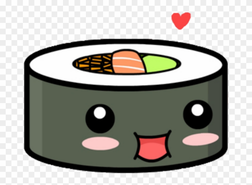 #kawaii #black #sushi #food #fish - Sushi Kawaii Png Clipart
