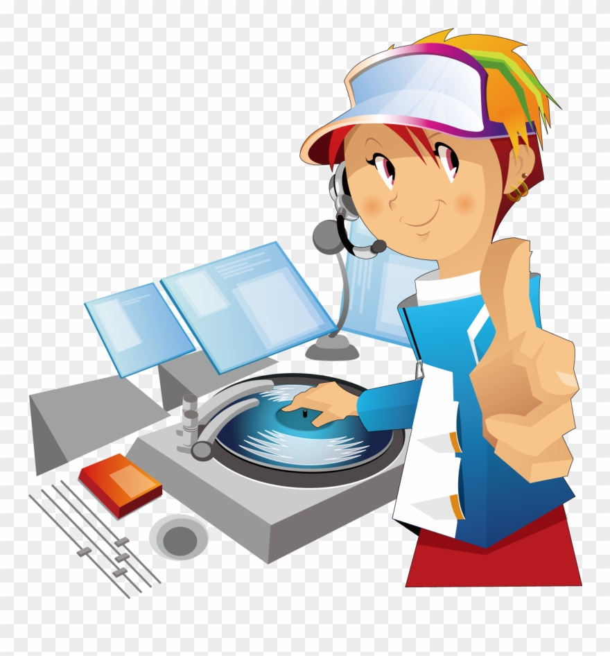 Dj Clipart Disc Jockey Disc Jockey Transparent Free - Cartoon Playing Dj - Png Download