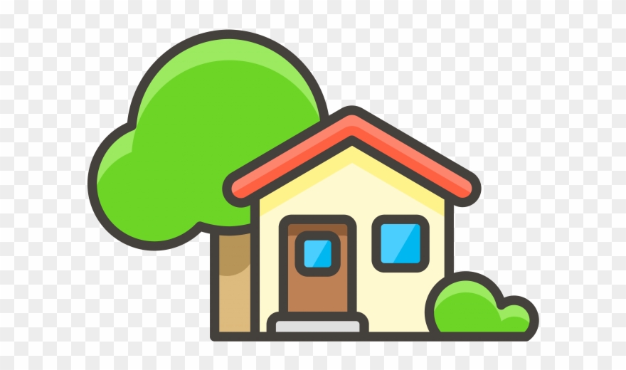 House With Garden Emoji Icon - House Tree Icon Png Clipart