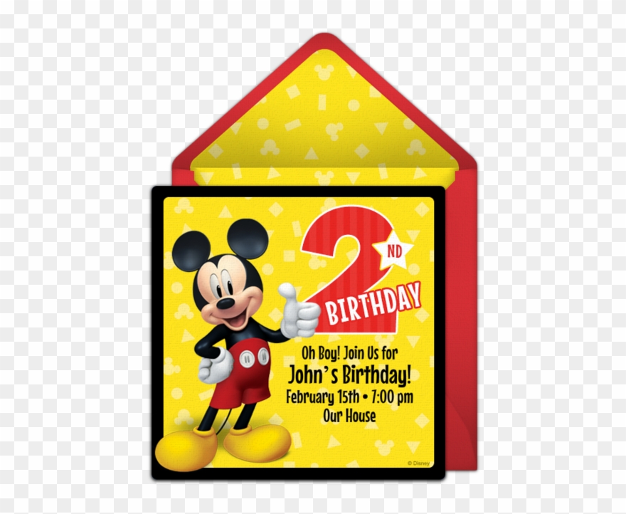 Mickey 2nd Birthday Online Invitation - Cartoon Clipart