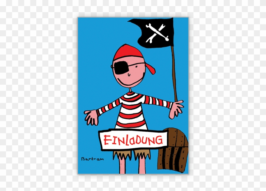 Einladungskarte Mit Coolem Pirat - Cartoon Clipart