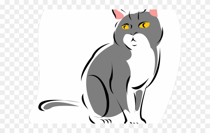 Grey Clipart Cat - Gray And White Cat Clip Art - Png Download