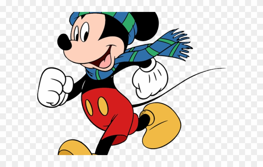 Mouse Clipart Winter - Mickey Mouse In Winter - Png Download
