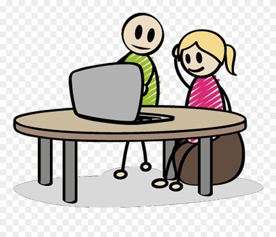 Peter Hilft Claudi Am Computer Mit Den - Cartoon Clipart