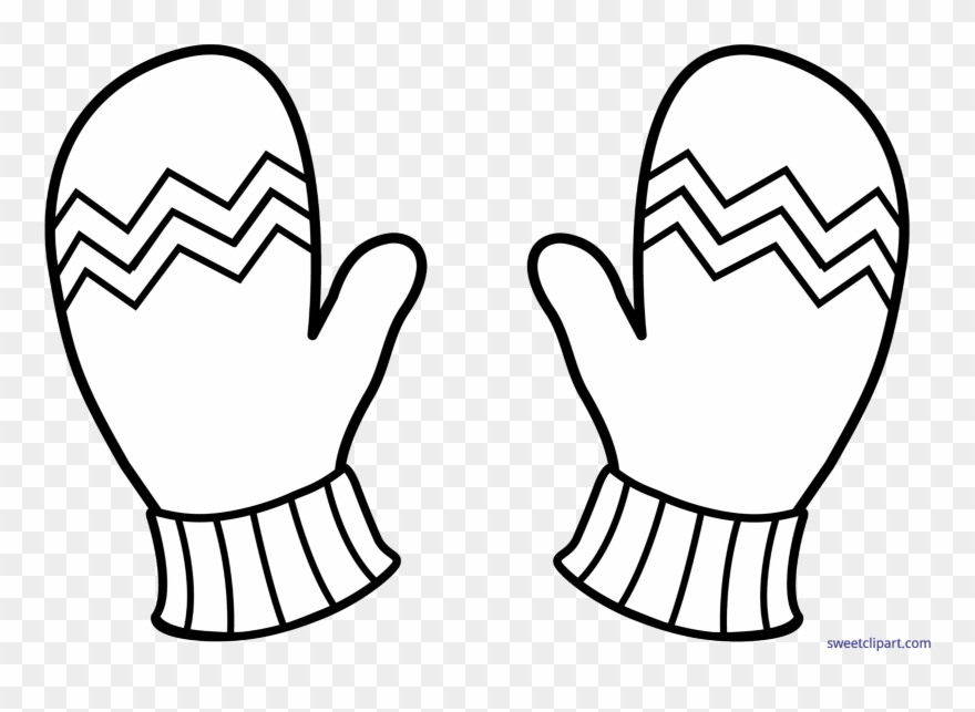 Mitten Clip Cute - Gloves Clip Art Black And White - Png Download