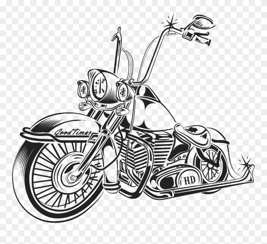 Biker Dog Clip Art Stock - Old School Harley Drawing - Png Download
