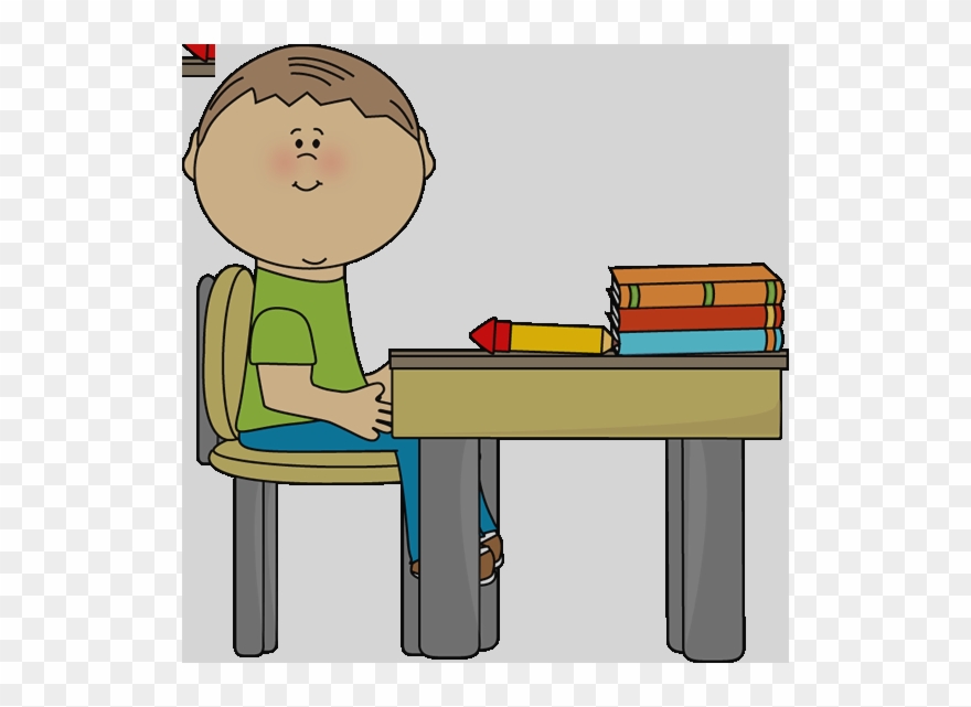 Boy Sitting At Desk Clipart - Png Download