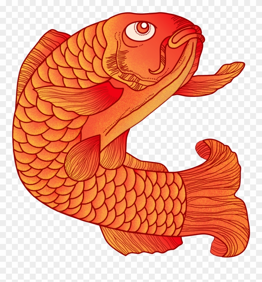 Painted Chinese Style Koi Illustration Png And Psd - Koi Clipart