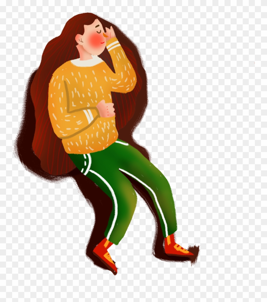 Hand Drawn Cartoon Rest Girl Png And Psd - Psd Clipart
