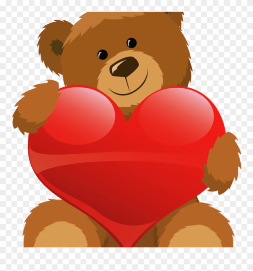 Cute Bear Clipart Baby House Online - Teddy Bear With Heart Cartoon - Png Download