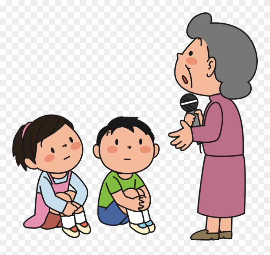 Child Japan Grandmother Conversation Person - 話 を 聞く イラスト Clipart