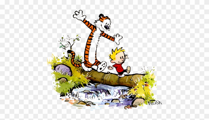 Calvin And Hobbes Clipart Transparent - Calvin And Hobbes Crossing Stream - Png Download