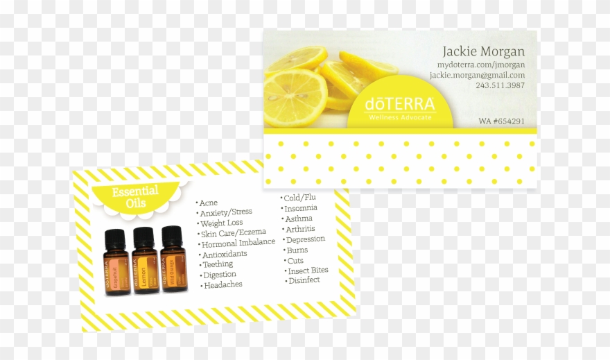Fresh Lemon Theme Doterra Business Card For Wellness - Cosmetics Clipart