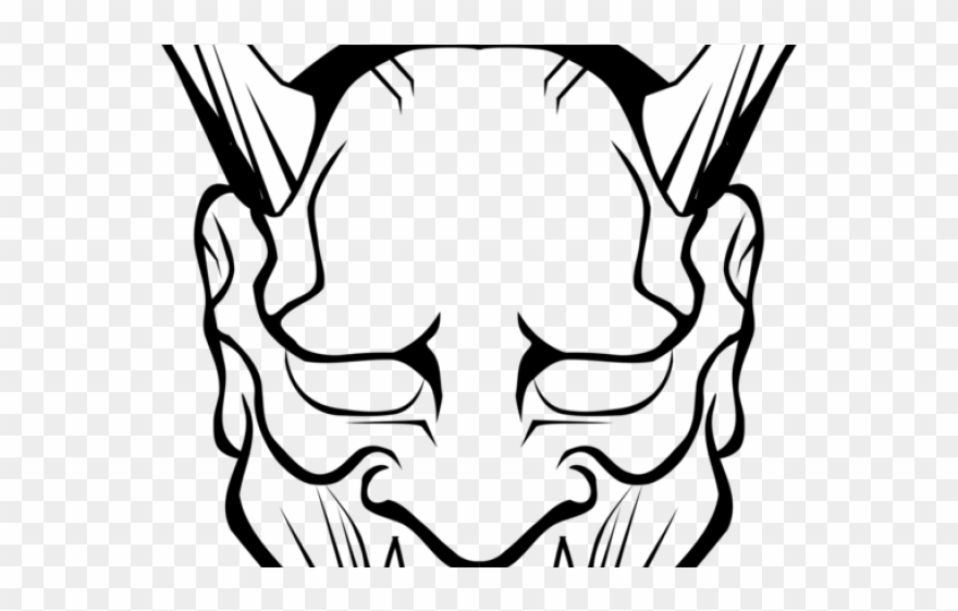 Drawn Masks Demon - Oni Mask Drawing Clipart