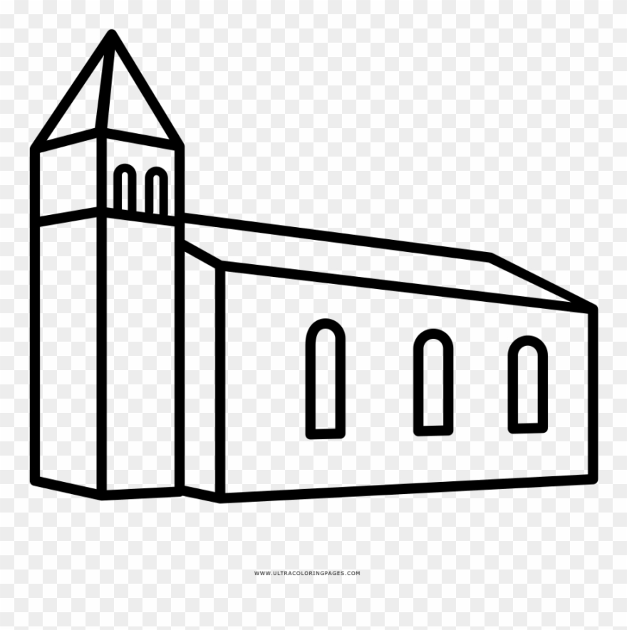 Chapel Coloring Page - Line Art Clipart