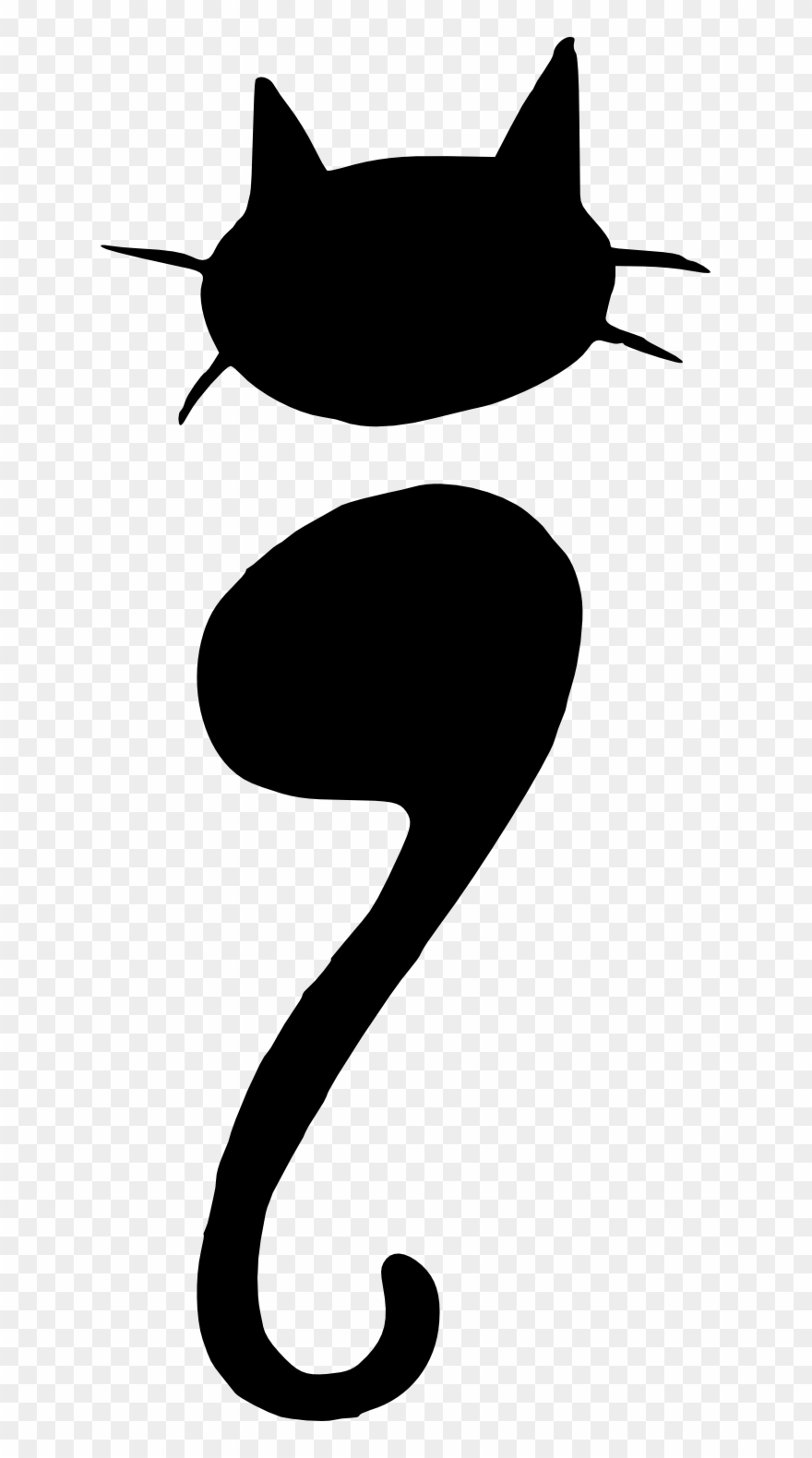 Cute Cat Silhouette - Cat Simple Transparent White Clipart