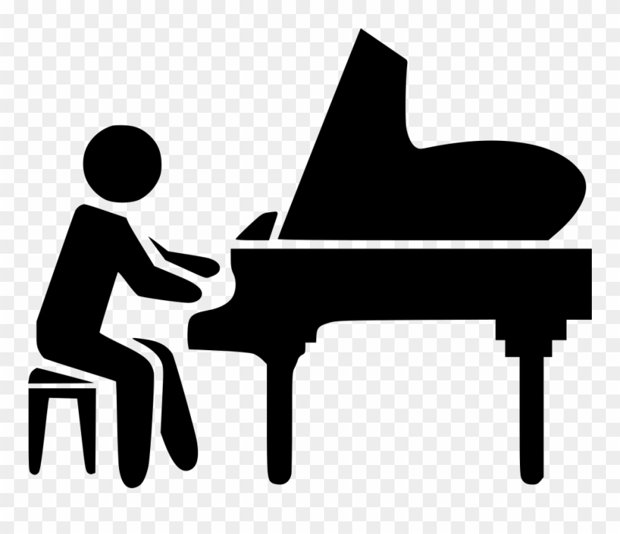 Piano Svg Black And White - Piano Player Icon Png Clipart