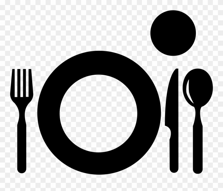 Dishes Clipart Plate Cutlery - Silueta Plato Y Cubiertos - Png Download