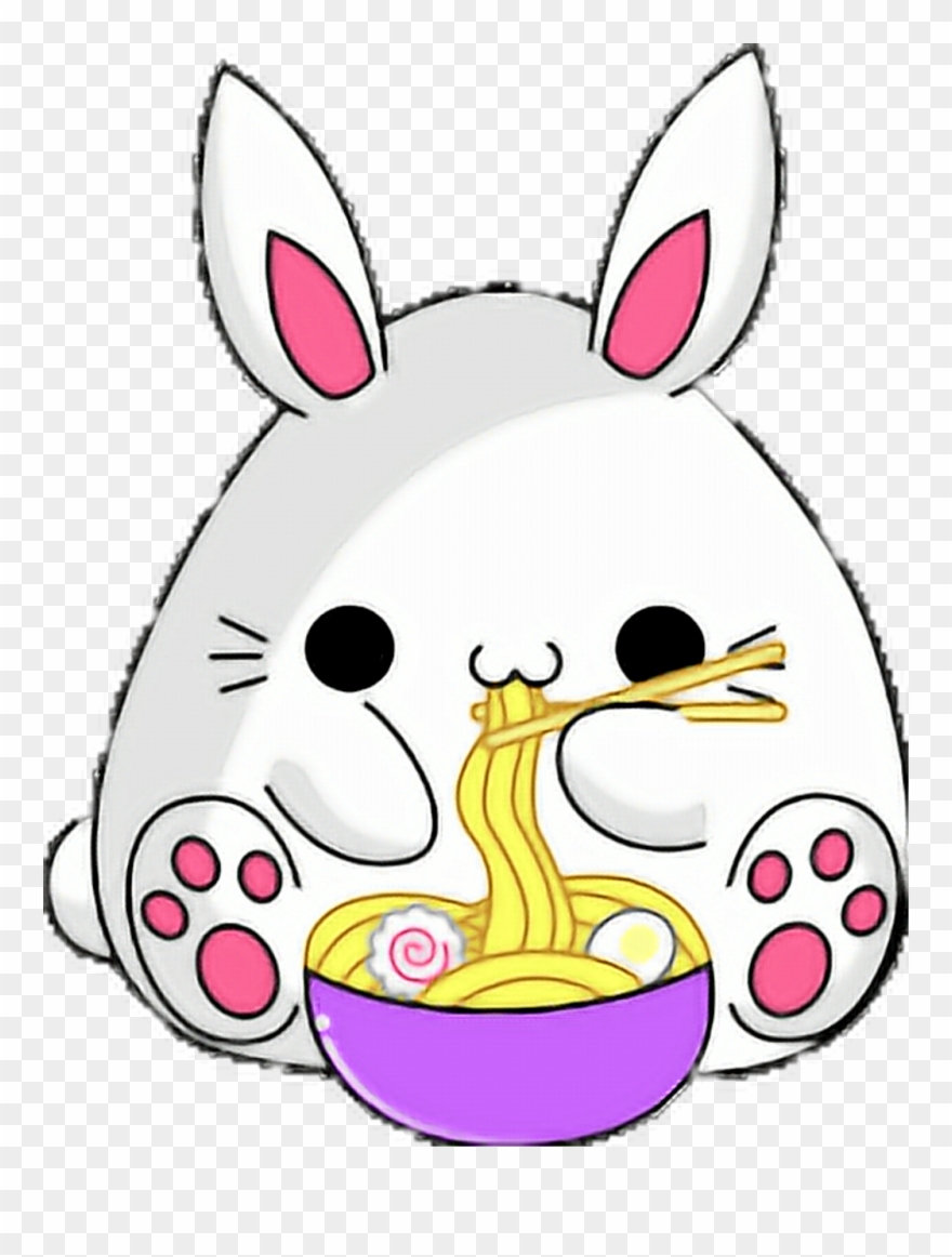 More Like Oi By - Kawaii Bunny Eating Noodles Clipart