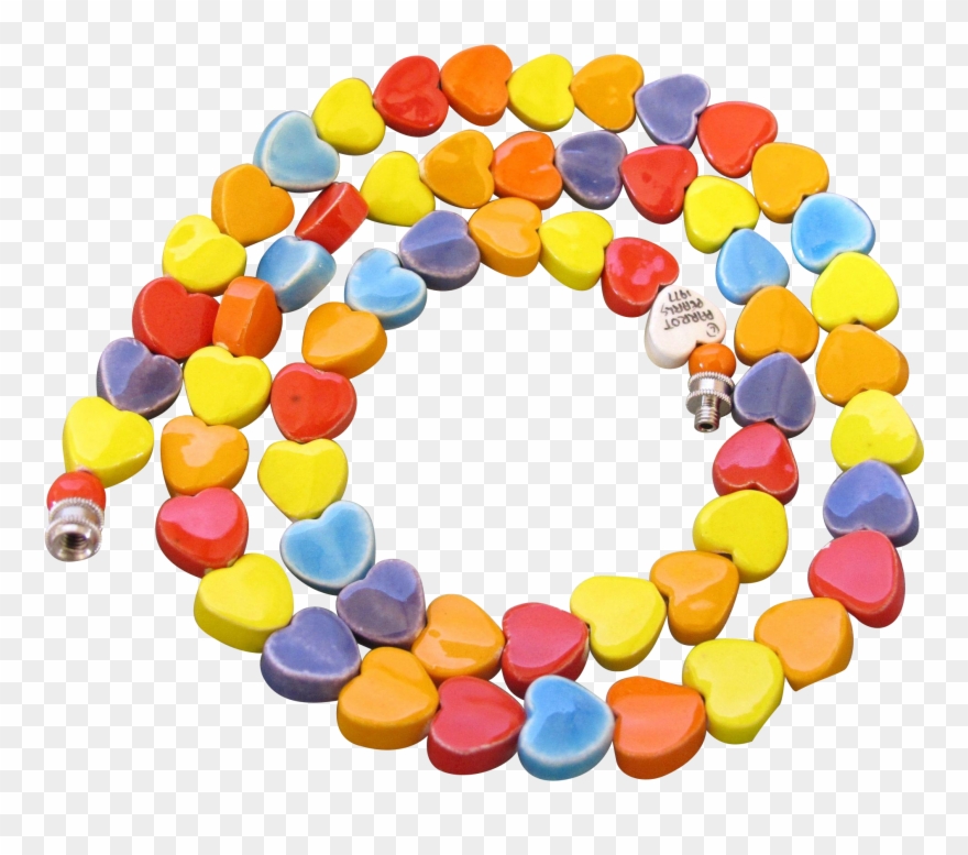 Vintage Parrot Pearls Candy Hearts Ceramic Necklace - Pearl Clipart