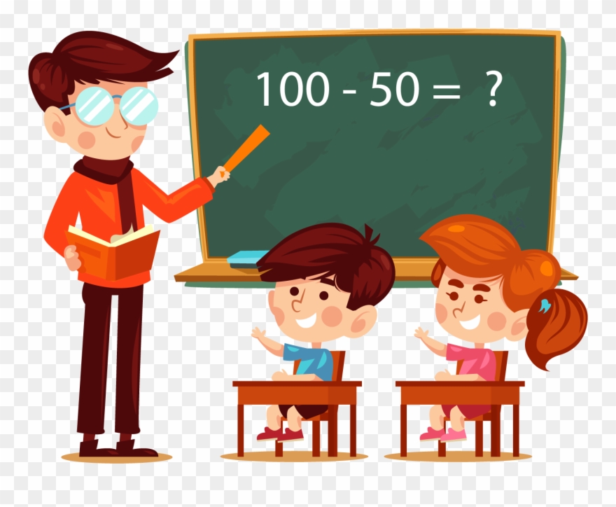 A Teacher And A Student Clipart - Students In Classroom Cartoon Png Transparent Png