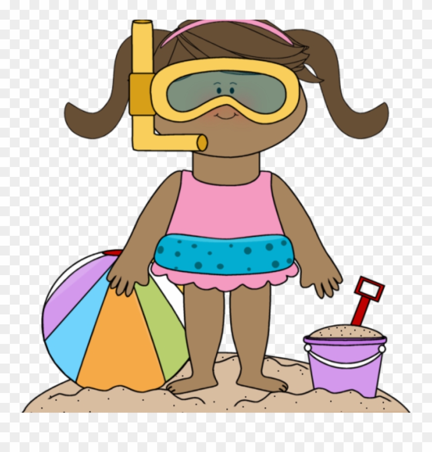 Kids Summer Clipart Summer Kids Clip Art Summer Kids - Girl At Beach Clipart - Png Download