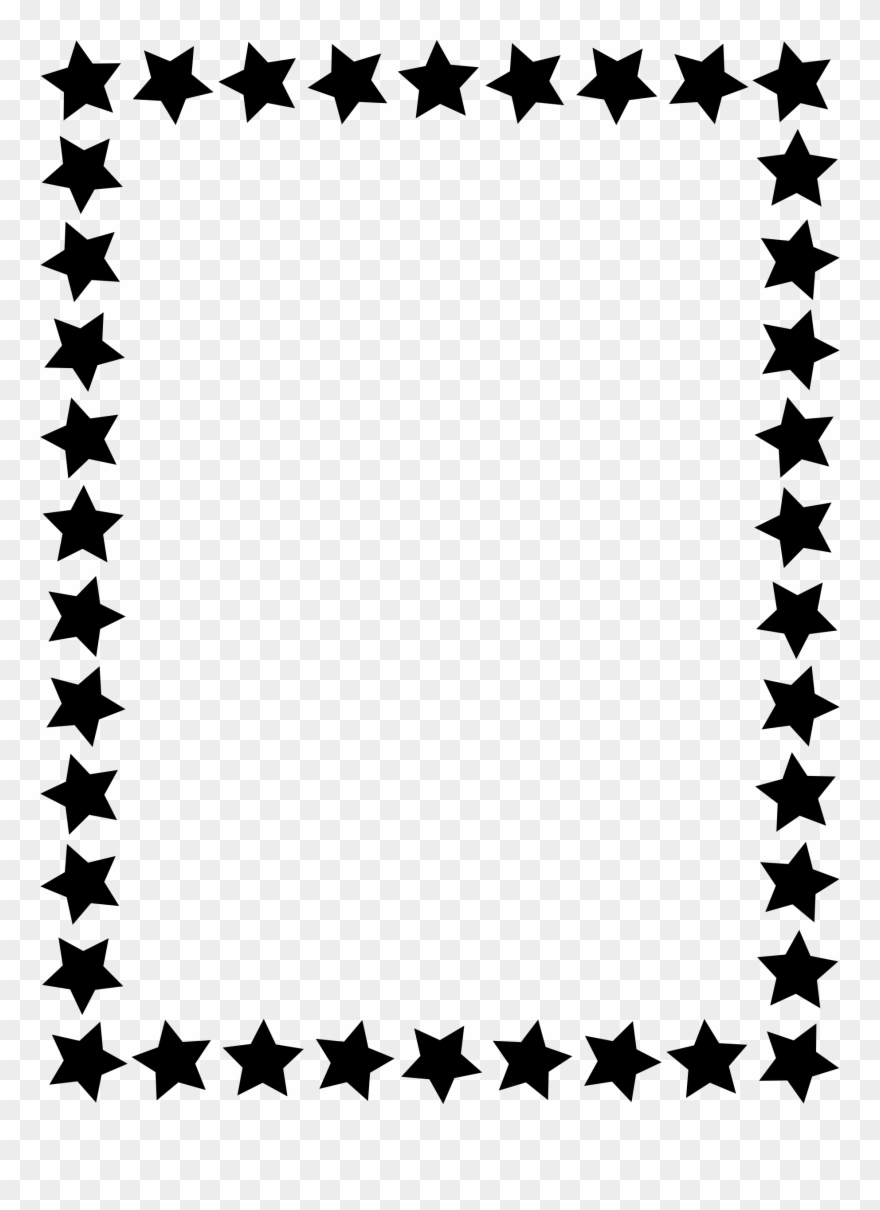 Black Star Border Clip Art - Simple Black And White Border - Png Download