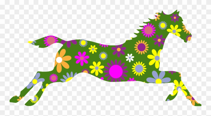 Horse Head Mask Floral Ornament Flower Drawing - Horse Flowers Png Clipart