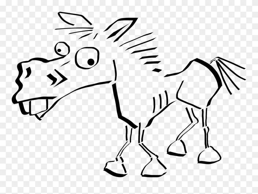 Download Clip Black And White Library Scratches Gallery - Horse Drawing Cartoon - Png Download