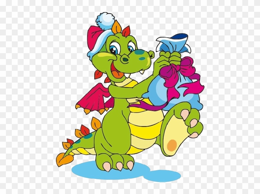 Cute Dragons Cartoon Clip Art Images - Christmas Dragon Cartoon - Png Download