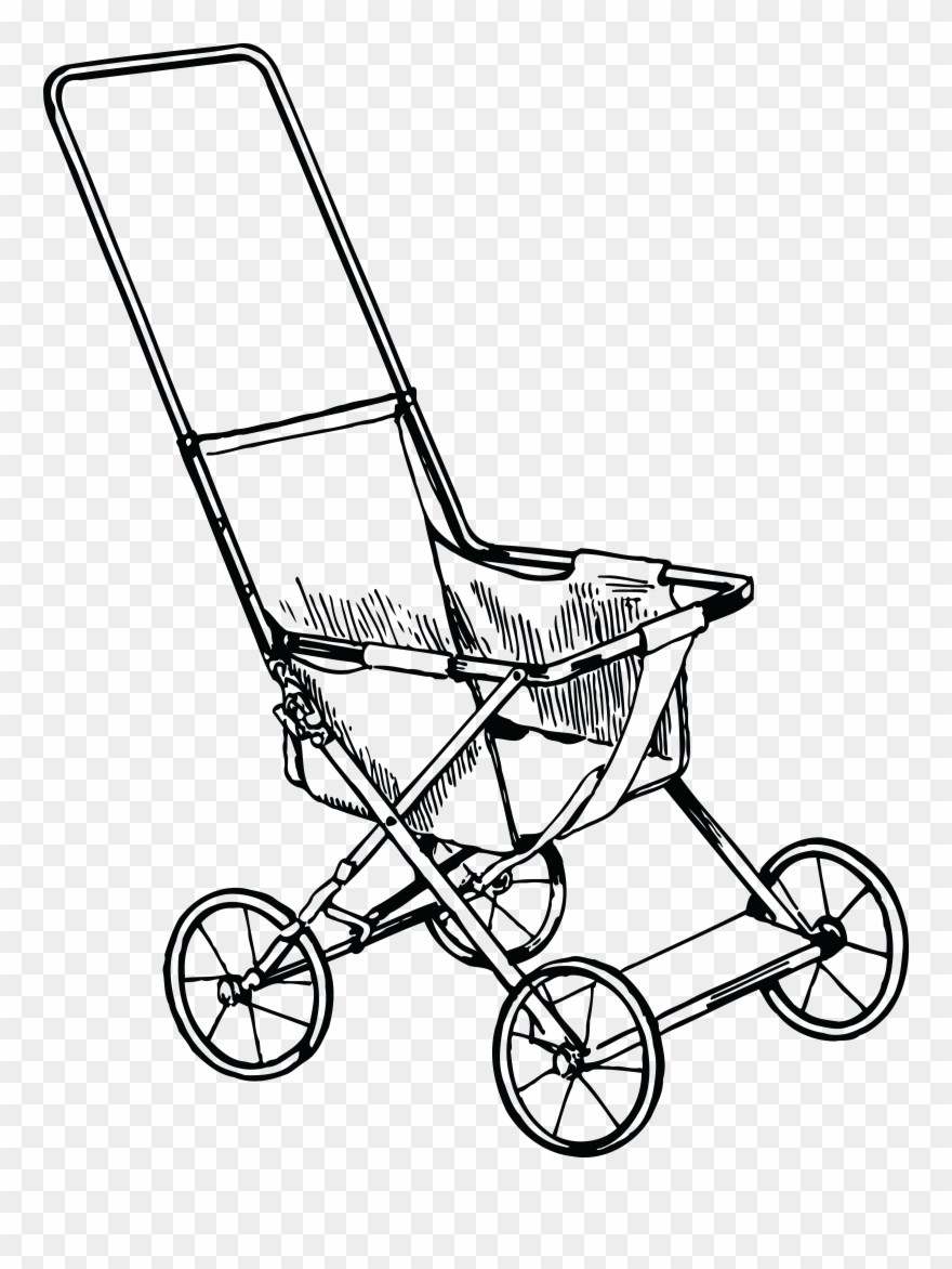 Free Clipart Of A Baby Stroller - Pram Clipart Black And White - Png Download