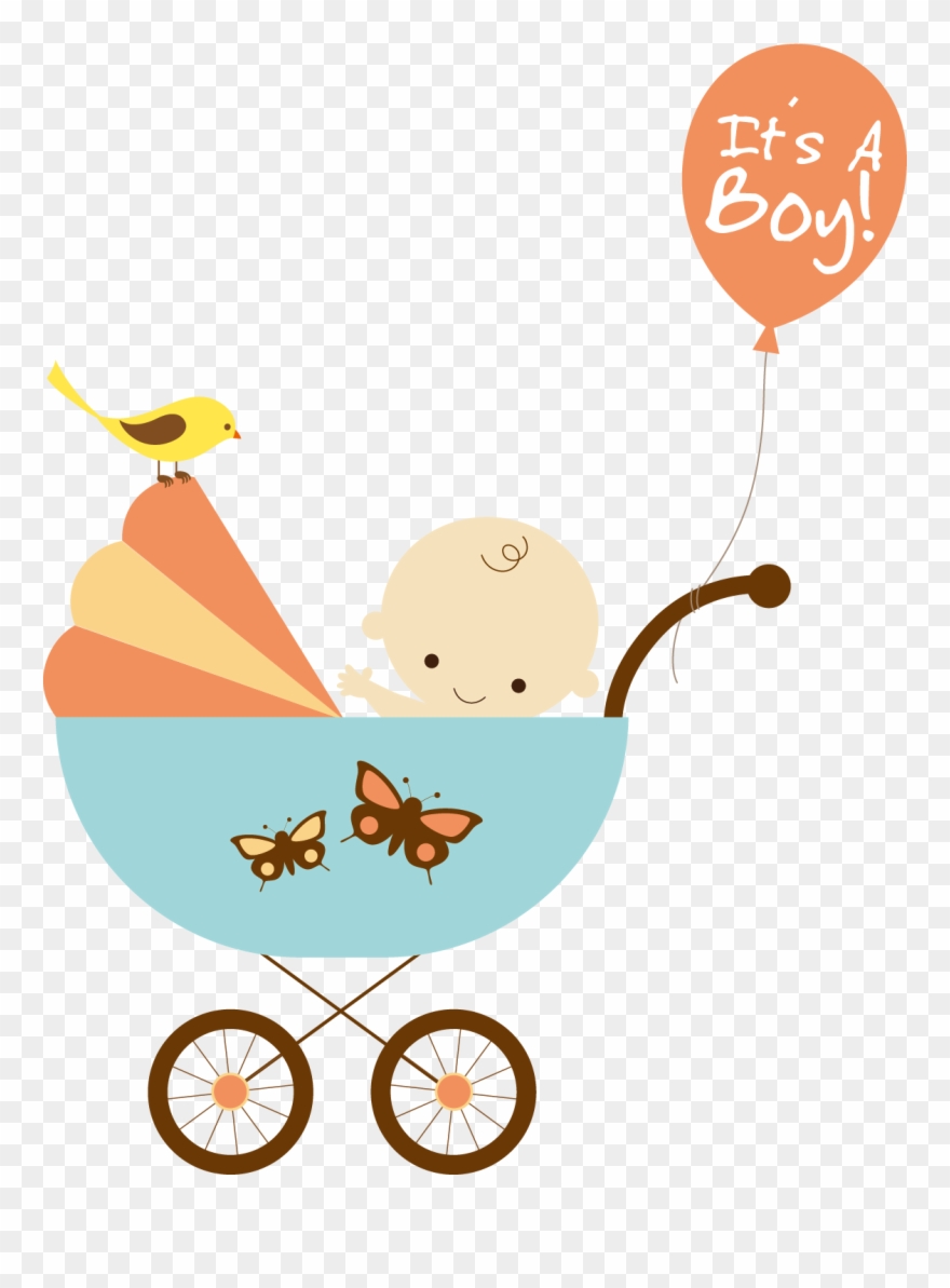 Orange Clipart Baby Carriage - Baby Shower Images Png Transparent Png
