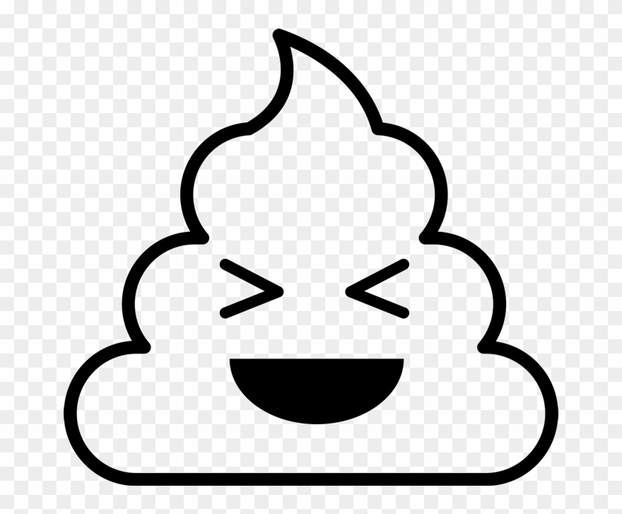 Smiling With Eyes Closed Poop Emoji Rubber Stamp - Poop Emoji Black And White Clipart