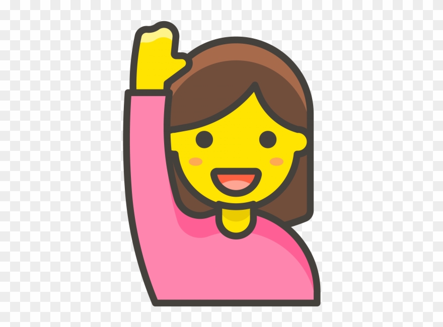 Woman Raising Hand Emoji - Hand Raising Emoji Clipart